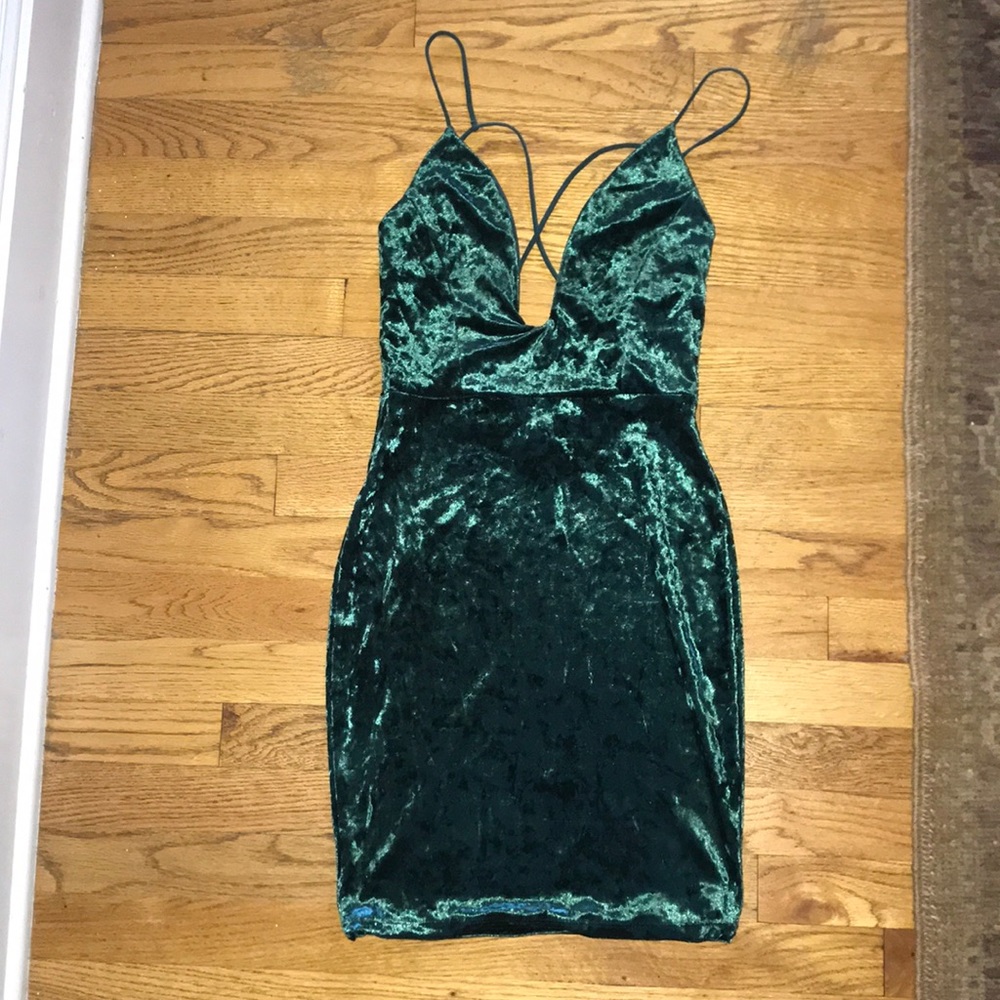 Dark green velvet dress
